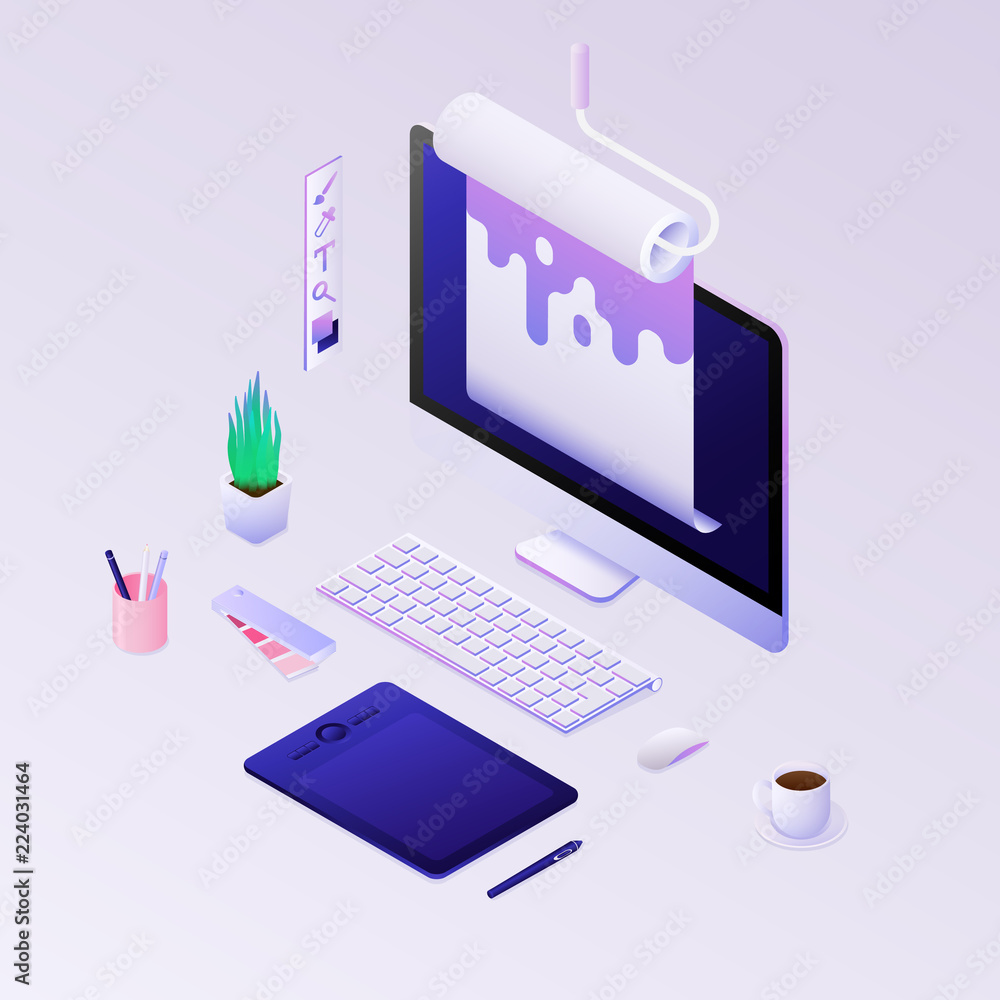 Poster concepts for web design development, design studio. vector illustration