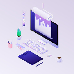Concepts for web design development, design studio. Vector illustration