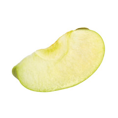 A slice of a green apple on a white background. Isolated object.