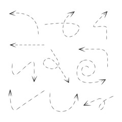 dashed arrows on white background