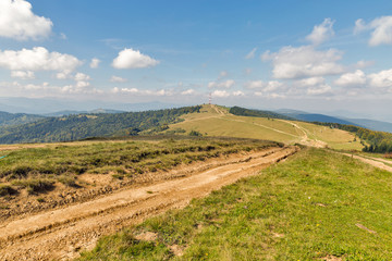 Mountain valley landscape in Carpathians, Ukraine.