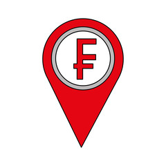 Obraz premium swiss franc coin currency money pointer location