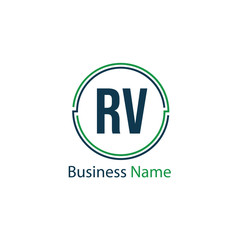 Initial Letter RV Logo Template Design