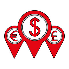 pointer location money dollar euro and pound