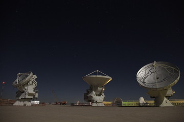 ALMA radio Antennas at Night