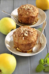 Wholegrain apple muffins, vertical