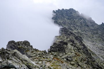 Fototapeta na wymiar rocky sharp mountain tops in Tatra mountains in Slovakia
