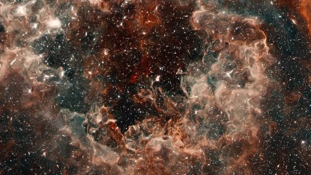 Tarantula nebula star field cosmic cloud turbulence vertical panning. Contains public domain image by NASA