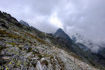 rocky sharp mountain tops in Tatra mountains in Slovakia