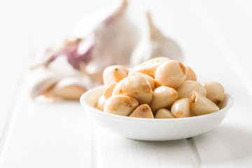 Marinated garlic. Pickled garlic.