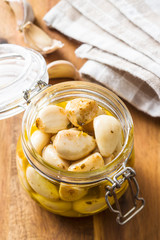 Marinated garlic. Pickled garlic.