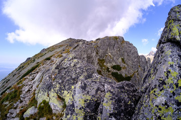 rocky sharp mountain tops in Tatra mountains in Slovakia