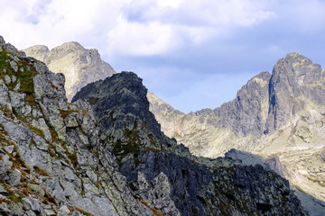 rocky sharp mountain tops in Tatra mountains in Slovakia