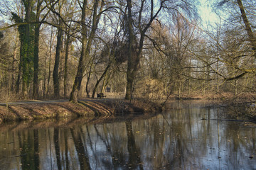 poźnojesienna słoneczna pogoda w parku