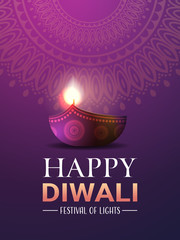 Fototapeta premium Happy Diwali traditional Indian lights Hindu festival