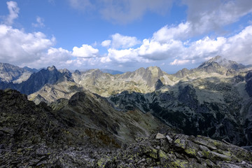 rocky sharp mountain tops in Tatra mountains in Slovakia