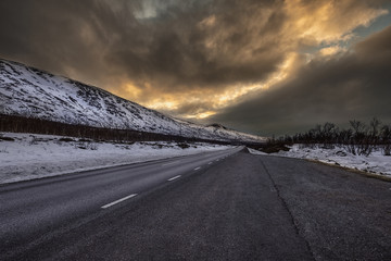 Mysterious cloudy road 