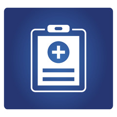 medical record clipboard icon on blue background