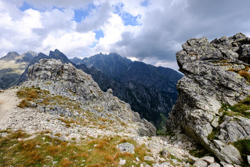 rocky sharp mountain tops in Tatra mountains in Slovakia