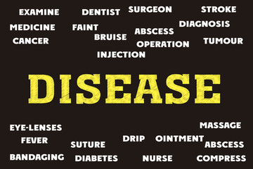 disease Medical Tags and words cloud concept