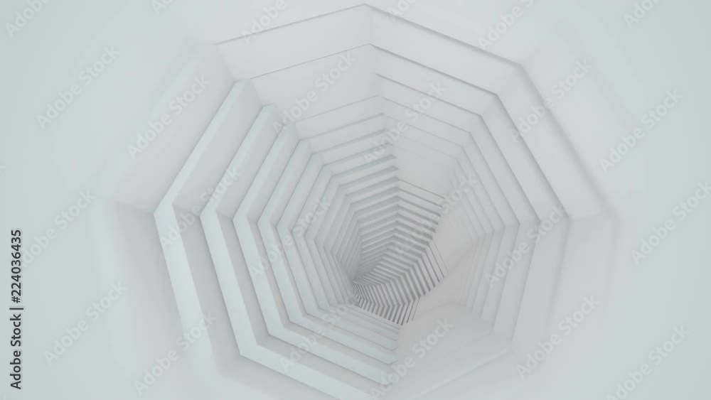 Poster endless white tunnel. seamless loop 3d render animation 4k uhd 3840x2160