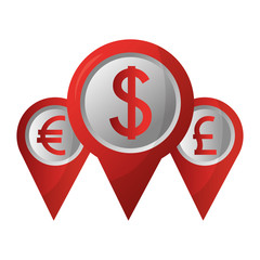 set pin pointer location with symbol crypto money