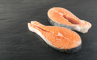 Raw Pink Salmon Steak, Red Fish, Chum or Trout Fillet