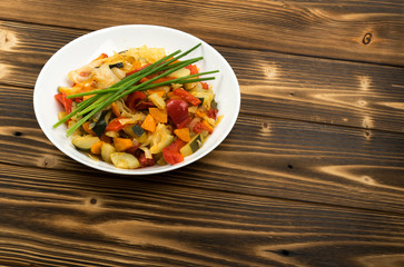 Fried Vegetable Mix with Zucchini Close Up