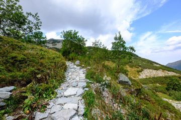 hiking trail in tatra mountains in Slovakia