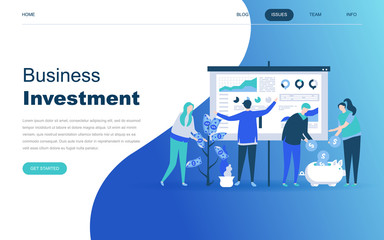 Modern flat design concept of Business Investment for website and mobile website development. Landing page template. Analysis of sales, statistic growth data. Vector illustration.