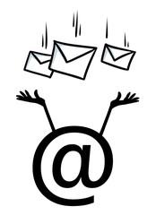 E-mail catches letters post correspondence cartoon illustration isolated image