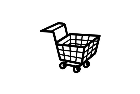 Creative Black Shopping Cart Logo Symbol Vector Illustration