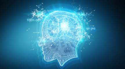 Artificial intelligence digital brain background 3D rendering - obrazy, fototapety, plakaty