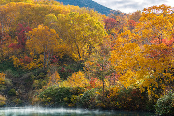 Autumn Onsen Lake Aomori Japan