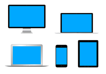 Modern tech devices collection isolated 3d rendering