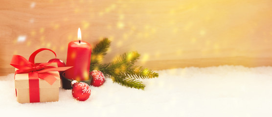 Fototapeta na wymiar Weihnachten und Advent Header mit Kerze