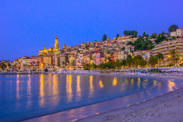 Old town architecture of Menton on French Riviera