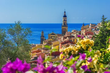 Foto op Canvas Old town architecture of Menton on French Riviera © monticellllo