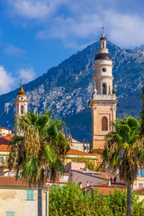 Old town architecture of Menton on French Riviera