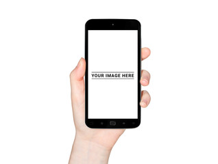 Isolated woman hand holding modern smartphone 3d rendering