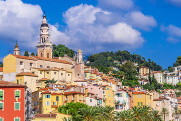 Old town architecture of Menton on French Riviera