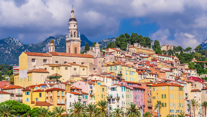 Old town architecture of Menton on French Riviera