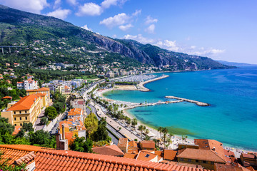 Fototapeta na wymiar Panoramic view of Menton on French Riviera