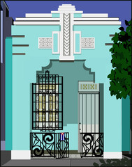 illustration of an old building in retro style