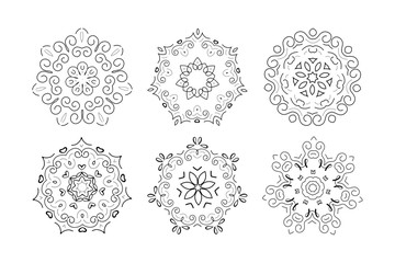 Set of abstract round patterns isolated on white background. Vector design elements.