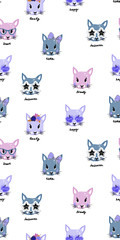 kitty faces in sunglasses pattern , wreath and bow