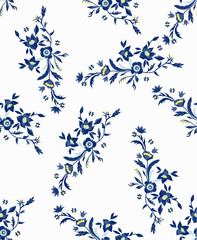 blue flowers pattern on white background pattern