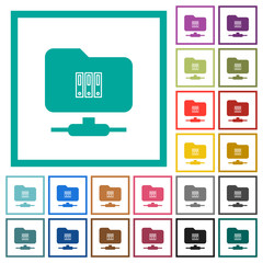 FTP archive flat color icons with quadrant frames
