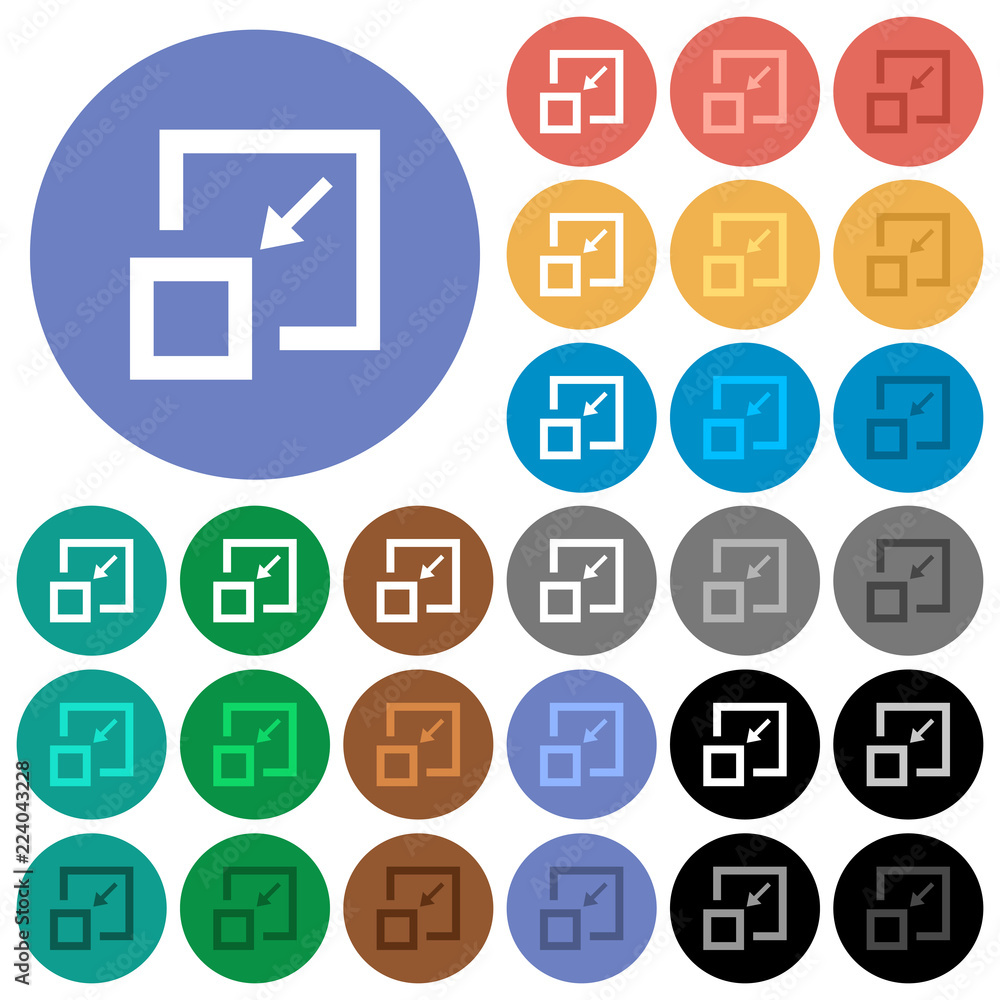Poster shrink window round flat multi colored icons