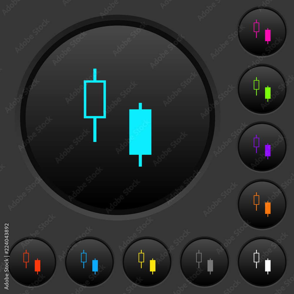 Poster two candlesticks dark push buttons with color icons